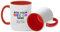 Gift Hub Personalised Mug | Coffee Cup with Coloured Handle and Inner | Any Photo or Text | Custom Coloured Cups for Birthdays, & Occasions | Ceramic Mugs Available in Ten Colours | Red