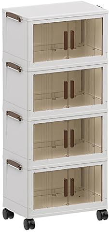 ATMercato – Set mit 4 Aufbewahrungsboxen aus Kunststoff mit klappbarem Deckel und platzsparendem Deckel (Maße 43 x 27 x 98 cm), große Aufbewahrungsbox, Spielzeugkiste für Kinder, als