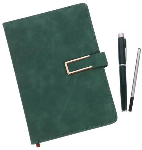A5 Vintage Notizbuch Satz mit Stift, PU Bügelverschluss, Grün
