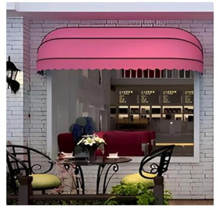 GRRICEPL Französische Gebogene Einziehbare Markise, Tür-Fenster-Markise, Flexibles Faltdach. Verdickte Aluminiumhalterung, Verdickter Wasserdichter Polyesterdeckel (Farbe : Rosa, Größe : 100x30x30cm)