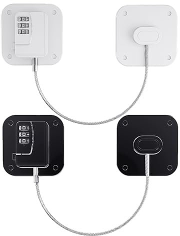 2 Piece Freezer Locks with Code Setting Tool, Lockable Refrigerator Safe, Kitchen Cabinet Child Lock, Window Protection Cabinet Lock, Code Refrigerator Lock (Black, White)