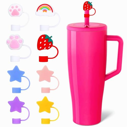 EeYahYong 8Pcs Colorful Silicone Straw Cover Set for Brumate Era 40 Oz | Straw Toppers for Brumate Pentagram Straws Covers Cap for Tumblers Straws Covers Compatible with Brumate Era Accessories