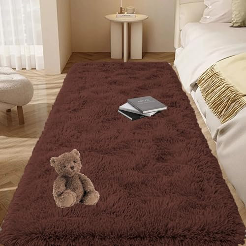 GOUTUI Flauschiger Teppich 45 x 300 cm Weich & Schmutzabweisend Wohnzimmer Teppich Wohnkultur für Schlafzimmer Kinderzimmer Wohnzimmer, Braun