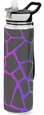 Mnsruu Bouteille d'eau transparente avec paille - Bouteille d'eau étanche - En plastique Tritan sans BPA - Motif girafe à pois - Pour le sport, le bureau, l'école - 1 litre