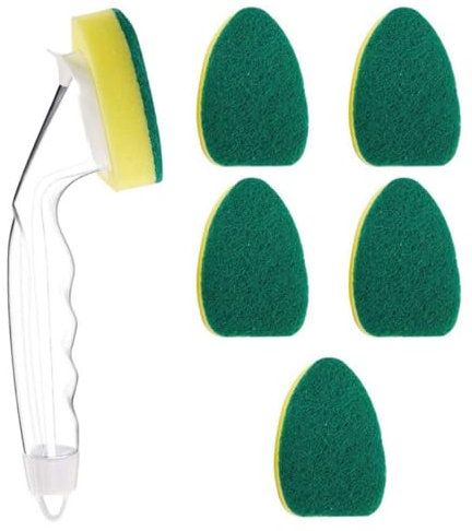 Dish Wands Sponge Kit 6 Refill Replacement Sponge Heads with 1 Dish Wand Handle for Kitchen, Dish Wands Sponge Set