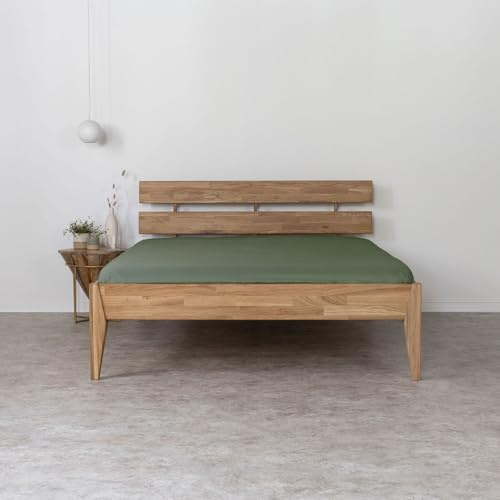 AGAPIE - Leinen Bambus Spannbettlaken 180x200x35 cm - Dunkel-Grün, 100% Bio Oeko-Tex 100, für Allergiker, Antibakteriell, Ganzjahres-Bettwäsche, Atmungsaktiv, Geruchshemmend, Besonders sanft