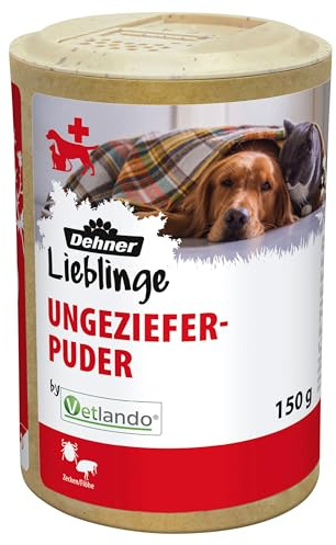 Dehner Lieblinge Ungeziefer-Puder, pflanzliches Zecken und Flo Puder für Hunde/Katzen, schonende Fellpflege, 150 g