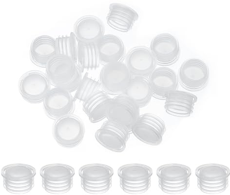 PATIKIL Tapones para Salero y Pimentero de 16mm/0.63, 50 Piezas Tapones de Plástico para Salero con Anilla de Extracción Reutilizable, Tapón Redondo Transparente para Botellas