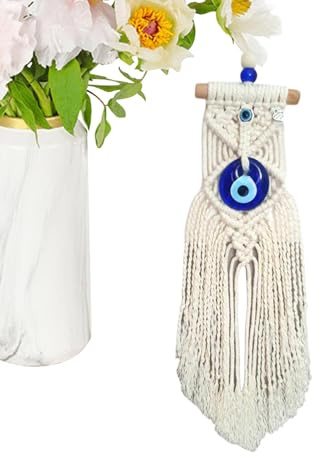Traumfänger, Traumfänger mit blauen Augen – Boho Wanddekoration, blaue Augen, Traumfänger, Makramee-Traumfänger für Schlafzimmer, Haus, Schlafsaal, Honig