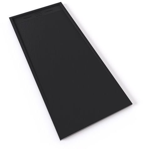 HIEMAL Receveur de douche 80 x 180 cm résine Noir aspect ardoise + bonde incluse - Salle de bain