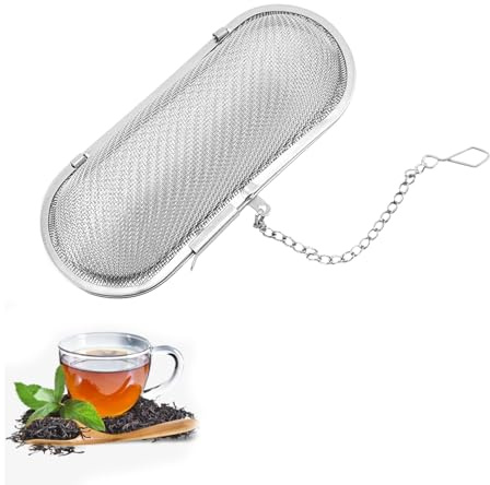 Gewürzei,Gewürzsieb zum Mitkochen,Edelstahl Tee Sieb,Feinmaschiger Tee Ei mit Kette für losen und Mulling Gewürze, Gewürzkugel Zum Mitkochen Gewürzbeutel losen und Mulling Gewürze (Silberweiß)