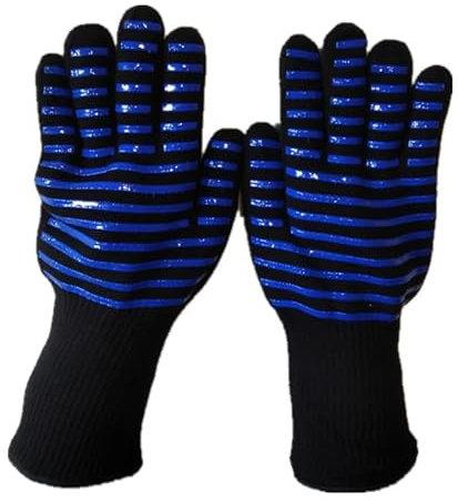 CYQDMDSM Gants De Four en, Grillades Résistants À La Haute Chaleur, Anti-scalding, Anti-Coups Et Cinq Doigts Sécurité Non Glissants-Le Bleu Est Égal * 26cm Un