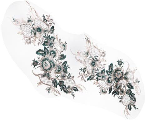 DIYEAH 1 Stück Bestickter Stoffaufnäher Hausdekor Reifrock Konfetti Pflanzenaufnäher Künstliche Dekoration Rosa Filzblumen Ästhetischer Glitzerrock Rave Make Up Fake Polyester Grün