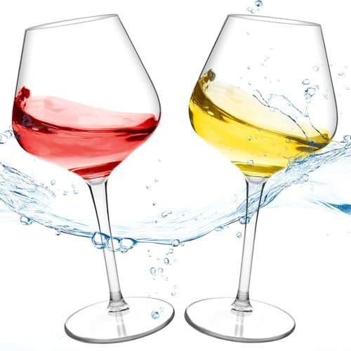 Jiahm 530ml Schwimmende Weingläser für Pool, 2er-Set Weingläser Kunststoff, Tritan Champagner Plastik Floating Wine Glasses für Camping, Picknick, Badewanne, Pool Accessoires