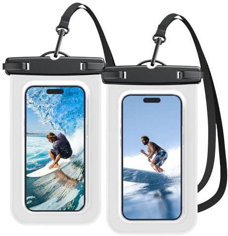 Custodia impermeabile per smartphone, [2 pezzi] Custodia impermeabile IPX8 per smartphone, cordino rimovibile e regolabile, custodia impermeabile per iPhone 16, 15, 14 Pro Max Plus, Samsung S24, S23,