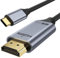 USB C to HDMI Cable 4K@60Hz 1440P@120Hz 1080P@240Hz Type C Thunderbolt 5 4 3 to HDMI 2.0 HDR Adapter Compatible with iPhone 16 15 MacBook Pro Air Mac Mini, iMac iPad Galaxy S25 Ultra S24 (Black)