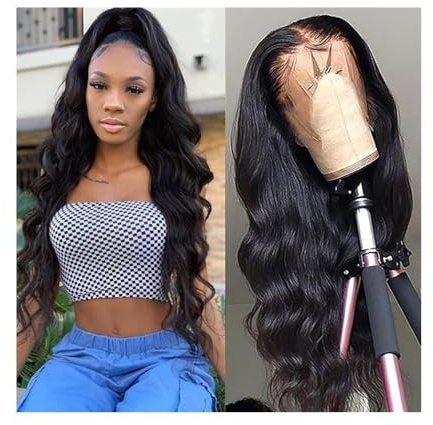 Perücken 13x4 Body Wave Lace Front Perücken 16-22 Zoll vorgezupft indisches Echthaar Schweizer Lace Perücken für Tägliche Party Verwendung(22inches)