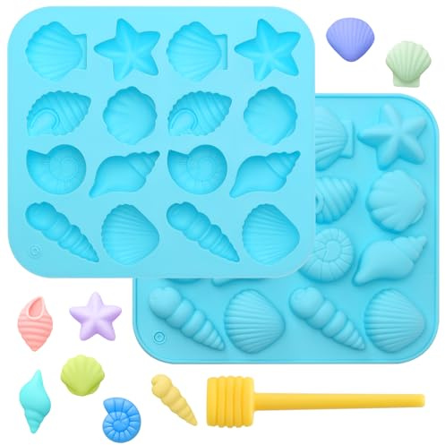 KQDRAVINE 2 Moldes de Silicona con Forma de Concha, Moldes de Silicona con Motivos Marinos, Aptos para Decoraciones de Chocolate, Caramelos y Pasteles