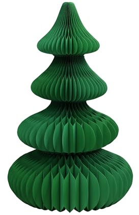 PE Grand Sapin de Noël 176cm Pliable en Papier Alvéolé - Décoration Nordique Moderne pour Vitrine & Maison, Réutilisable (Green, 145cm)