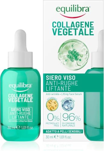 Equilibra Collagene Vegetale Siero Viso Anti-rughe Liftante, 30 ml | per Pelli Mature, anche sensibili, con Fitocollagene da Semi di Zucca e Collagen Amino Acids, Vitamina C, Pro-vitamina B5