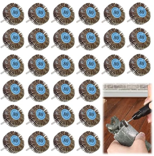Zuxbolf 30PCS Lijadoras de Abanico, Grano 80 Rueda de Lija Ruedas de Pulido | Disco de Rueda de Aleta para Papel de Lija Cepillo Abrasivo Laminado Accesorios de Pulido para Taladro,Herramienta Rotativa