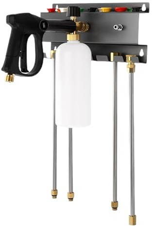 Foam Cannon Holder - Pressure Washer Wall Mount Bracket for Garage Organization | Metal Foam Sprayer Stand for Car Wash Equipment Storage, Garden Rv Truck Marine Cleaning Station, 28x15x5cm Iron