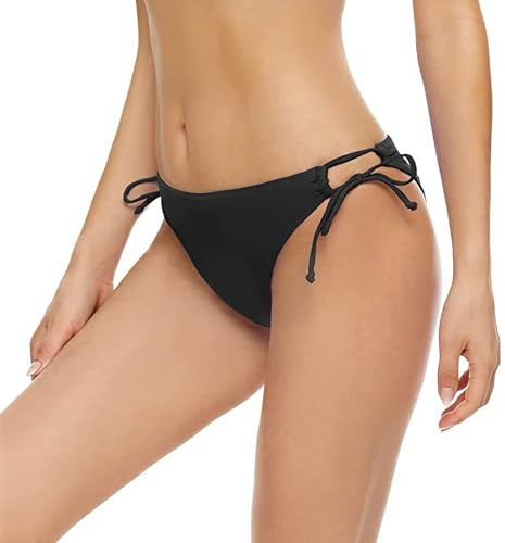 ADUDVLO Women's Adjustable Drawstring Bikini Bottoms | Sexy Side-Tie Mid Waist Swim Shorts | Quick-Dry Nylon Bathing Suit for Beach & Pool (UK)