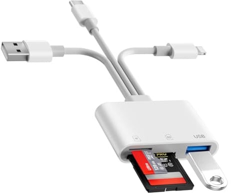 【Apple MFI Zertifiziert】 SD Kartenleser iPhone, USB-C & Lightning & USB-A Speicherkartenleser Support SD/TF/USB Anschluss, sd Card Reader für iPhone/iPad/Kamera, iPhone Kartenlesegerät, Plug & Play