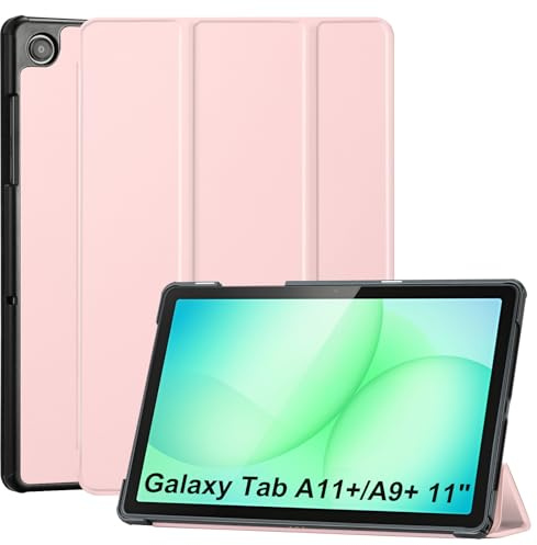 CoBak Hülle für Samsung Galaxy Tab A11+ 2025/A9+ 2023 11 Zoll, Rosa | PU+PC Hartschale SM-X230/X236B/X210/X215, zwei Aufstellwinkel, passgenaue Aussparungen, Rundumschutz, Schlaf-Wach-Automatik