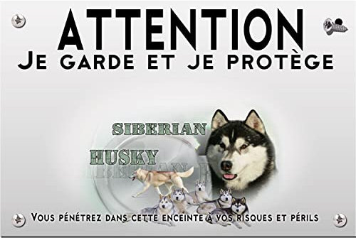 Pets-easy Panneau Attention au chien husky sibérien