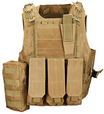 QHIU Tactical Vest Camo Molle Protection Combat Military Vest for Airsoft Paintball CS SWAT Wargame Outdoor Sport