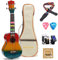 Ukulele 53.3 cm Hochglanz Konzert-Ukulele für Erwachsene und Anfänger, komplettes Hawaii-Ukulelen-Set mit Ukulelenetui, Ukulelen-Stimmgerät, Ukulelengurt, Ukulele extra Saiten und Plektren