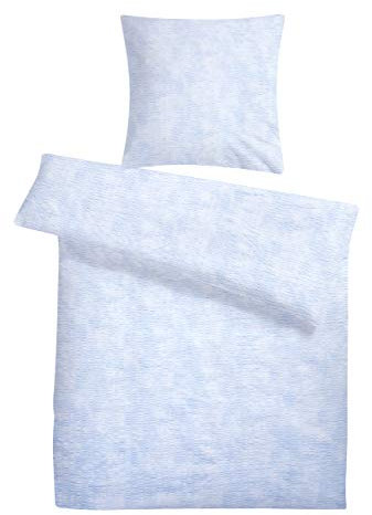 Carpe Sonno Seersucker Bettwäsche 135x200 Baumwolle | Muster Bettwäsche Blau Bettbezug 135 x 200 | Kühlende Sommerbettwäsche Bügelfreie Bettwäsche-Sets | Sommer Bettwäsche Baumwolle 135x200