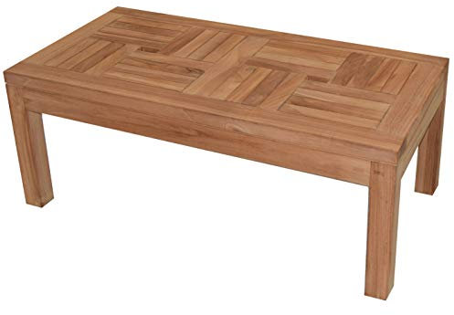 Teako Design Couchtisch Novara Teak unbehandeltes Massivholz Wetterfest robust Teakholz Balkontisch Terrassentisch Tisch
