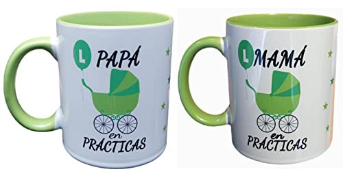 HogarMisorpresa Pareja de Tazas Papás Mamás en Prácticas PAPÁ PRIMERIZO MAMÁ PRIMERIZA