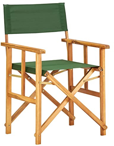 vidaXL Sedia da Regista Pieghevole Leggera Robusta Seggiola da Giardino Patio Campeggio Spiaggia Esterni Verde Legno Massello di Acacia