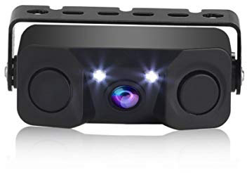 ERISIN 150° AHD Rear View Camera with Auto Parking Sensor Reversing Radar for Car Stereo