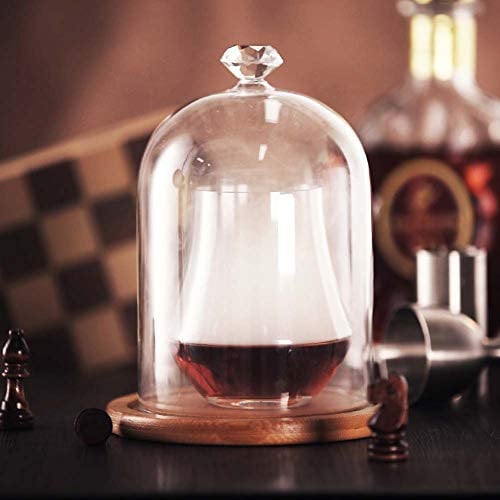 MIAOLLUN Smoking Gun Dome for Cocktails,Smoking Gun Dome Glass with Base for Cold Smoke, Smoking Cloche for Drinks 4.7Inch