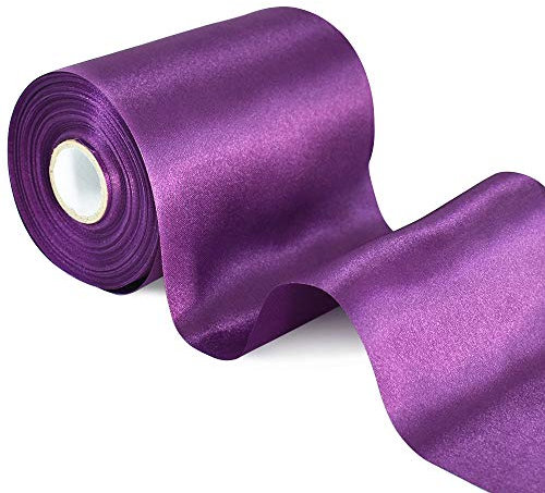 TONIFUL 10cm x 20m Dunkles Purpur Violett Breit Satinband Farbiges Stoffband für Geschenkband Öffnen des Schleifen Große Öffnung der Bänder Den Stuhl Hochzeit Party Dekoration Valentinstag Weihnachten