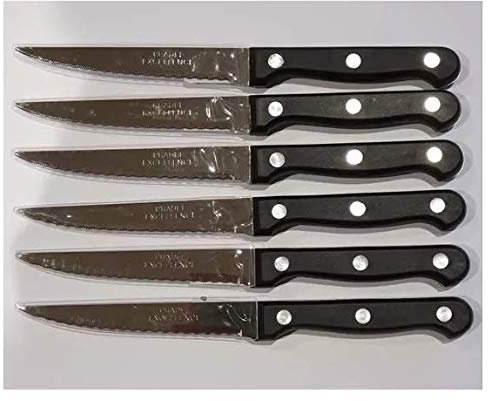 Pradel 6 X Couteaux de Table Lame INOX Manche Noir Passe au Lave Vaisselle Excellence