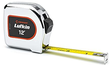 Crescent Lufkin 1/2 x 12' Chrome Case Yellow Clad Tape Measure - L912-02