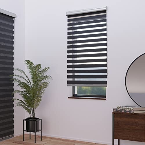 MADECOSTORE Double Store Enrouleur Jour Nuit Alutech - Anthracite - L64 x H250cm - avec Coffre - Chaînette Alu