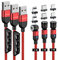 P-TECHUK 540° Rotating Magnetic 3 in 1 Charging Cable, Phone Magnetic Charging Cable, Magnetic Charger Cable, Magnetic cable. (1M 2M 2M cables, 6 tips, 2 x tip holders) A15
