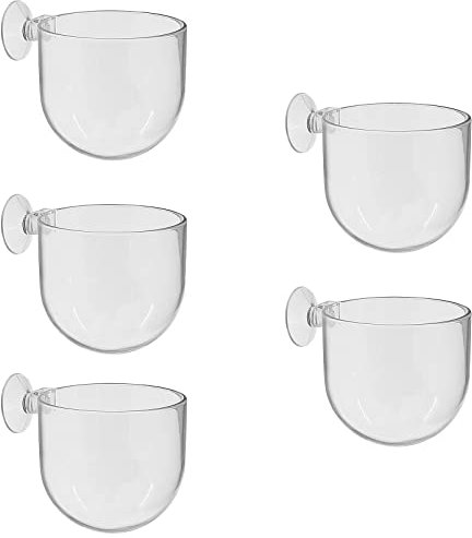 Uenhoy 5 Stück Kunststoff Wasserpflanzentöpfe, Aquarium Pflanztöpfe mit Saugnäpfen, Acryl Aquarium Pflanzgefäß, rote Garnelen lebende Pflanze Aquarium Halter