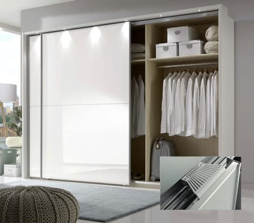 EVOTRADE Kit Sistema Scorrevole per Armadi con Porte Appese. Per 2, 3, 4 Ante - Profilo Binario 3 Metri - Chiusura Soft Ammortizzata (3 Ante, Carrelli Nichelati)