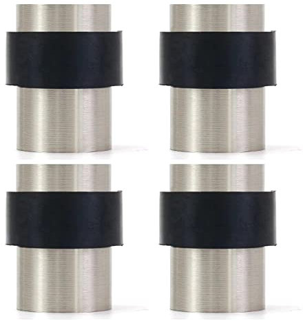 KHTUMEWARE 4 Pack 1-1/2 in Floor Door Stopper,Brushed Satin Nickel Door Stop,Wall Protector Commercial Door Bumper Wedge Decorative Cylindrical Install Door stoppers on The Floor