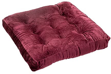 ZIBENE Sitzkissen 50x50x8, Stuhlkissen Samt Quadratisch, Sitzkissen für Aussenbereich Anti-Flecken Waschbar Stuhl Sitzpolste, Nicht Verblassen Nicht Abwerfen Sitzkissen für Boden BüRostuhl Weinrot