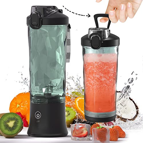 DENOKIN Portable Blender 20oz Vessel, Cordless Personal Size Blender for Shakes and Smoothies with 6 Blade Small Blender for Kitchen, Home, Travel