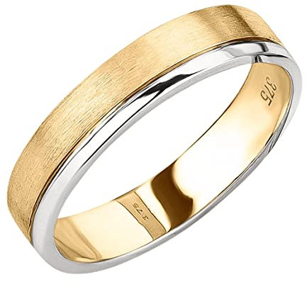 Ardeo Aurum Trauring Unisex Herrenring Damenring aus 375 Gold Bicolor Gelbgold-Weißgold in 5 mm Breite massiv Ehering Verlobungsring Modell 187 Größe 64