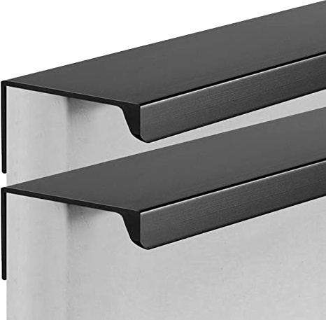 Unsichtbare Griffe Aluminiumlegierung Verdeckter Schubladengriff Möbelgriffe Kabinett Griffe Schrankgriffe Fingerkantenzuggriff Schwarz 2 Stück (Overall length 1100mm)